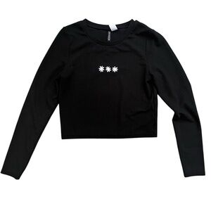 Black Long Sleeve Crop Top